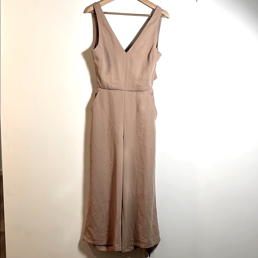 Wilfred Elegant V-Neck Tan Pant Jumpsuit